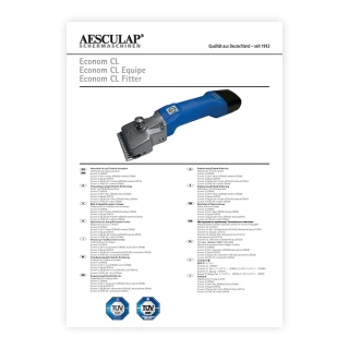 Használati útmutató – szarvasmarha nyírógép, Aesculap Econom NOVA CL