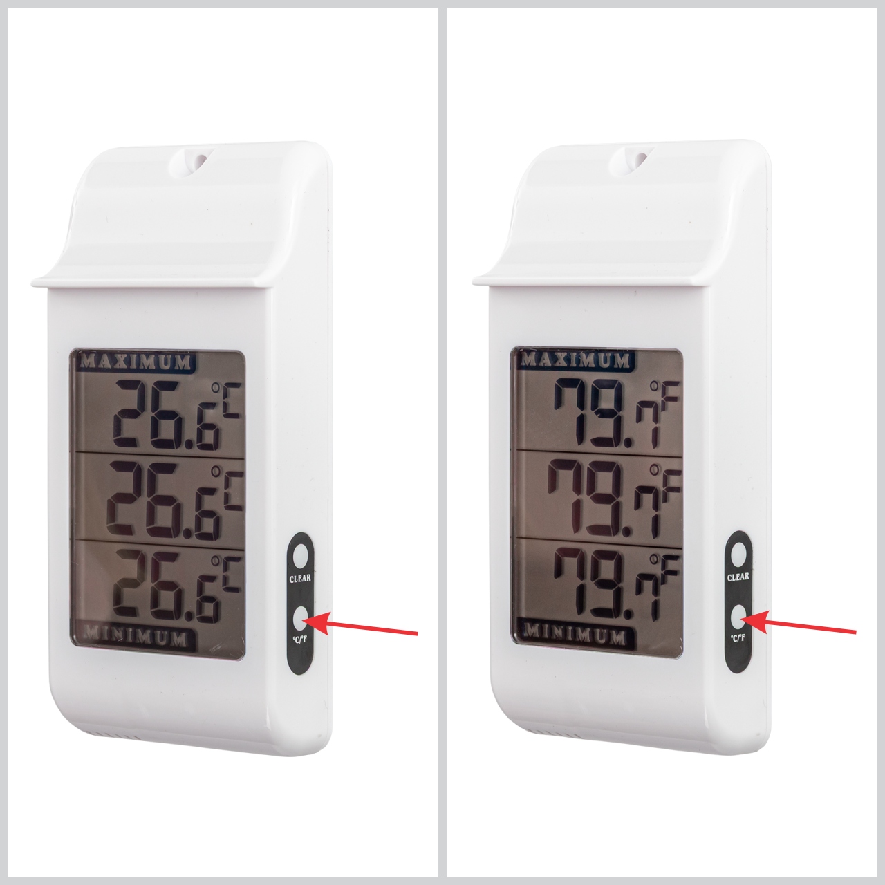 A CLEAR gomb visszaállítja a min/max értékeket