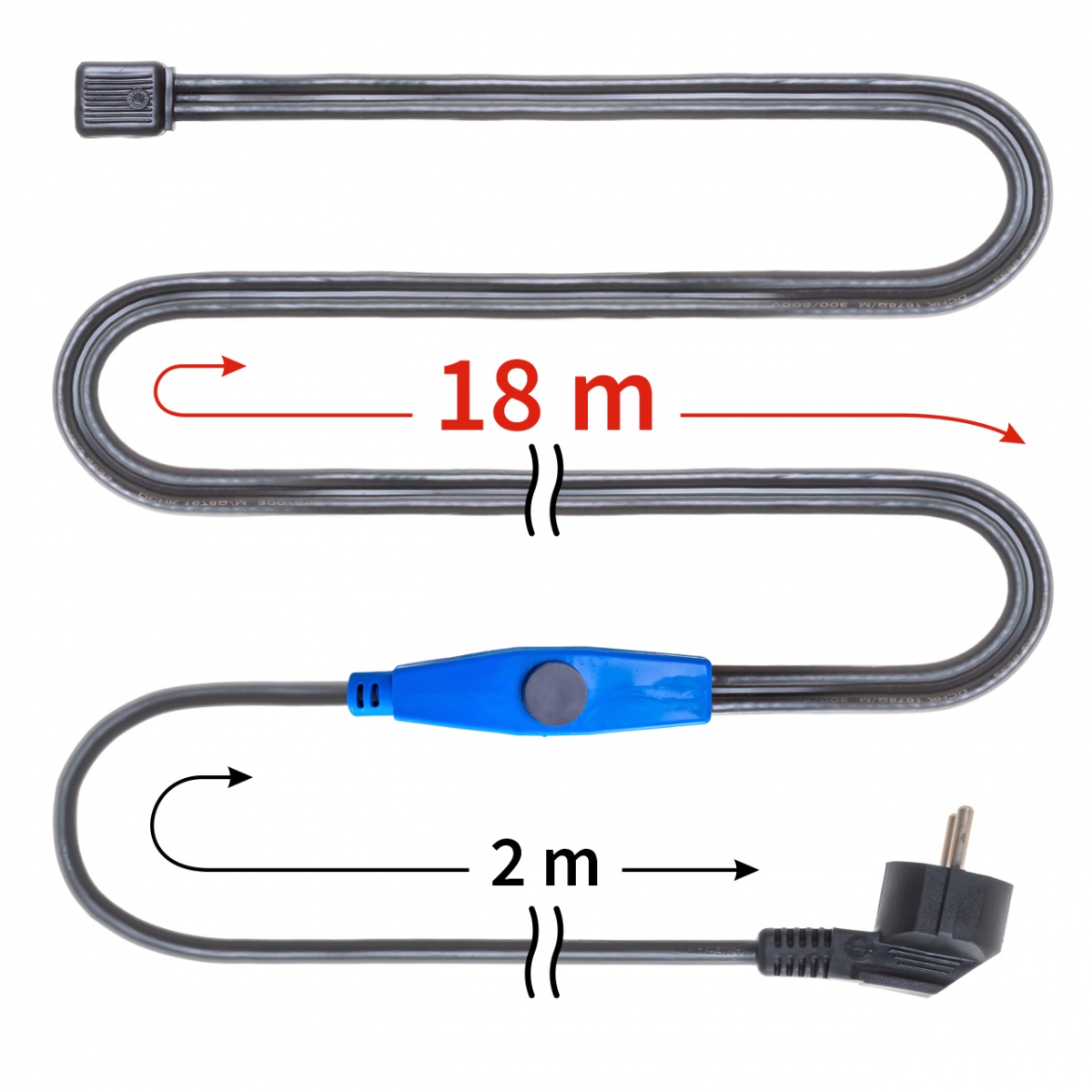 Fűtőkábel termosztáttal, 18 m