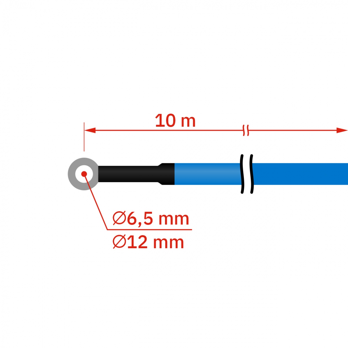 Készülék + kerítés csatlakoztatására alkalmas, magasfeszültségű kábel, 10 m