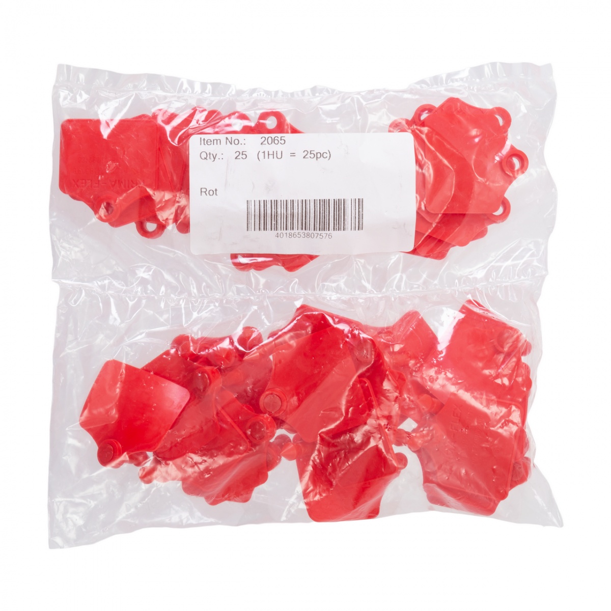 Füljelző (krotália) juhoknak, Prima-Flex, piros, 4,4 × 4,6 cm, 25 pár