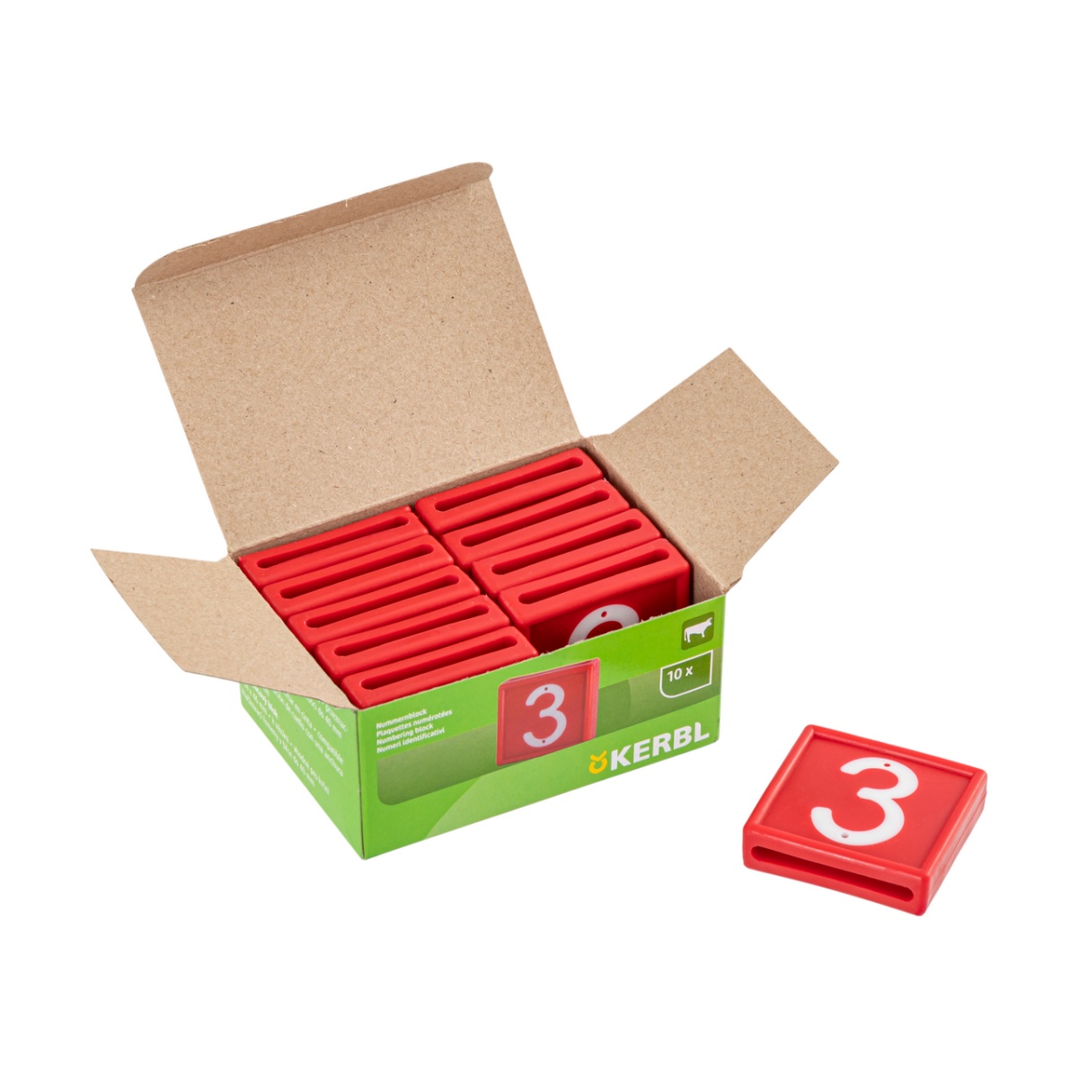 Állatjelölő számjegyek nyakpántra, 3-as szám, 10 db