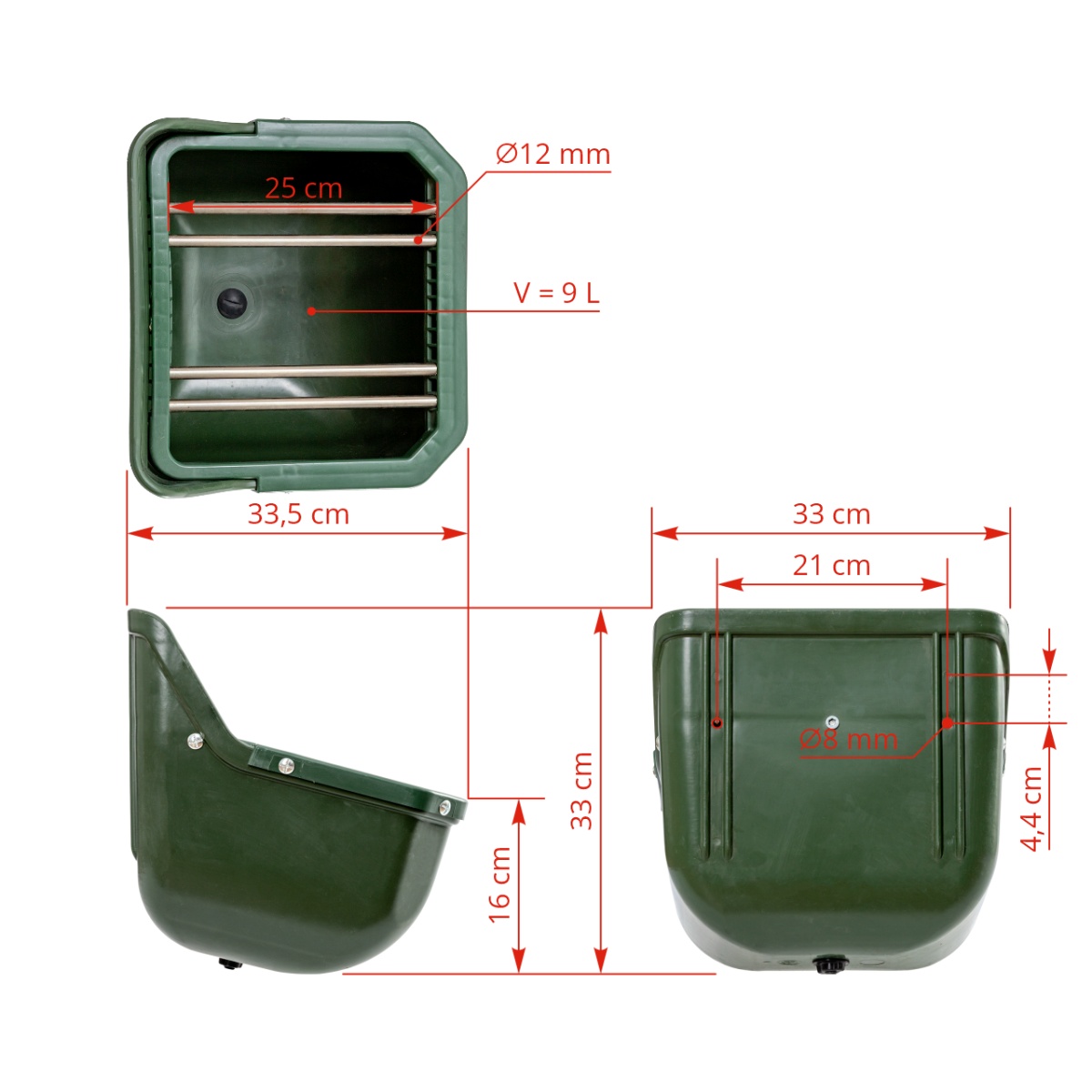 Etető csikók számára, 9 literes