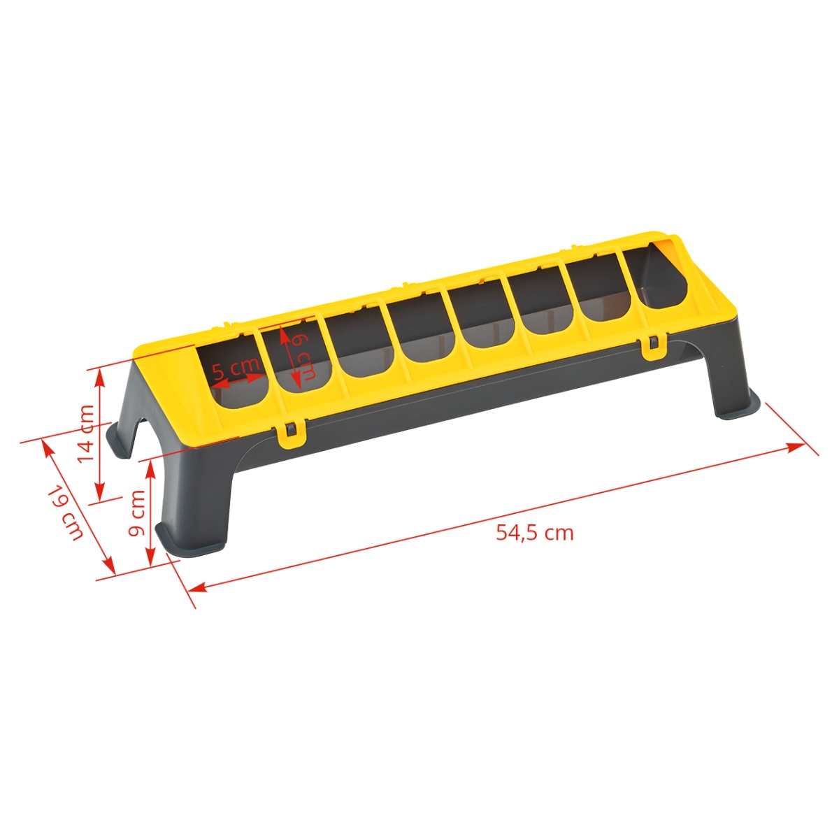 Etető baromfik számára, antracit-sárga műanyag, 50 cm
