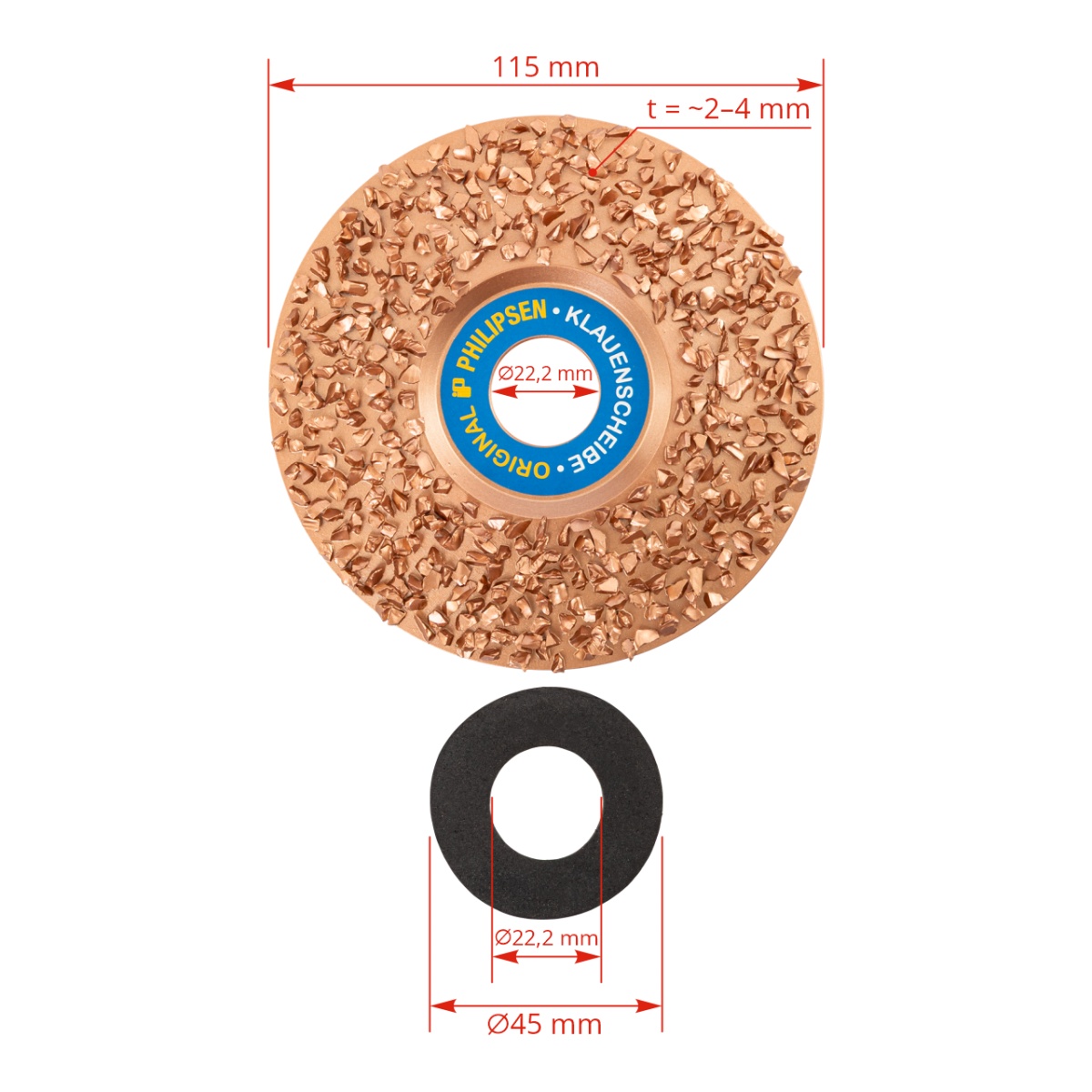 Nagy sűrűségű csiszolókorong patákhoz, IP PHILIPSEN, 115 mm