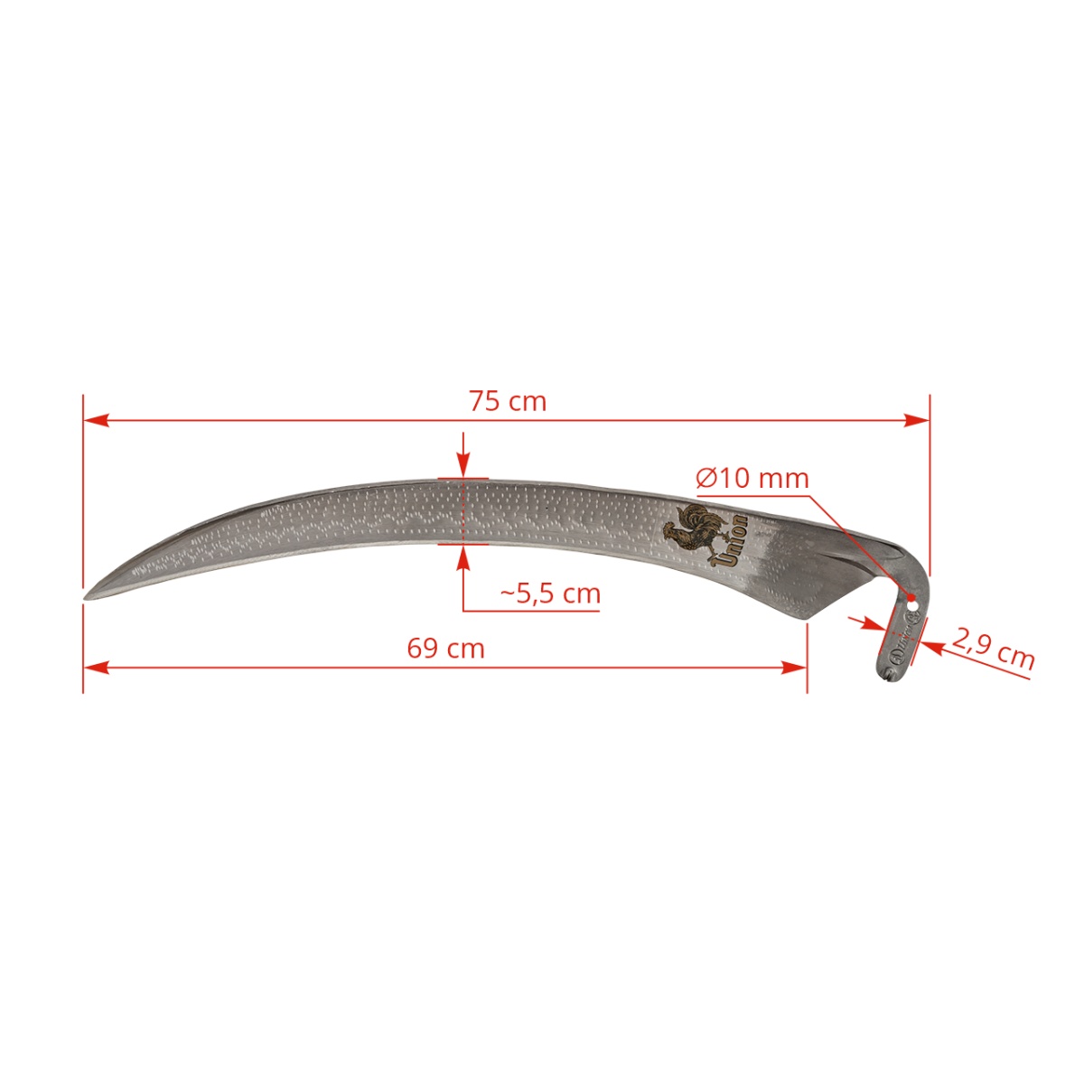 Hahnkopf fűkasza nyél nélkül, 75 cm