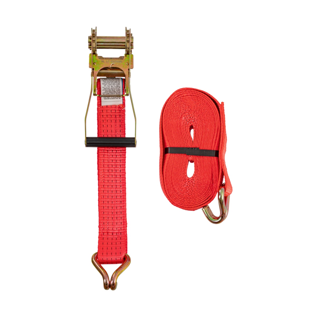 Racsnis rögzítőheveder, piros, 5000 kg, 50 mm × 8 m