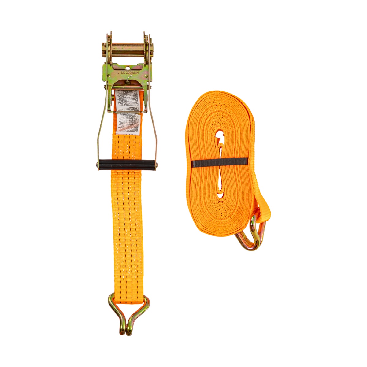 Racsnis rögzítőheveder, narancssárga, 4000 kg, 50 mm × 10 m