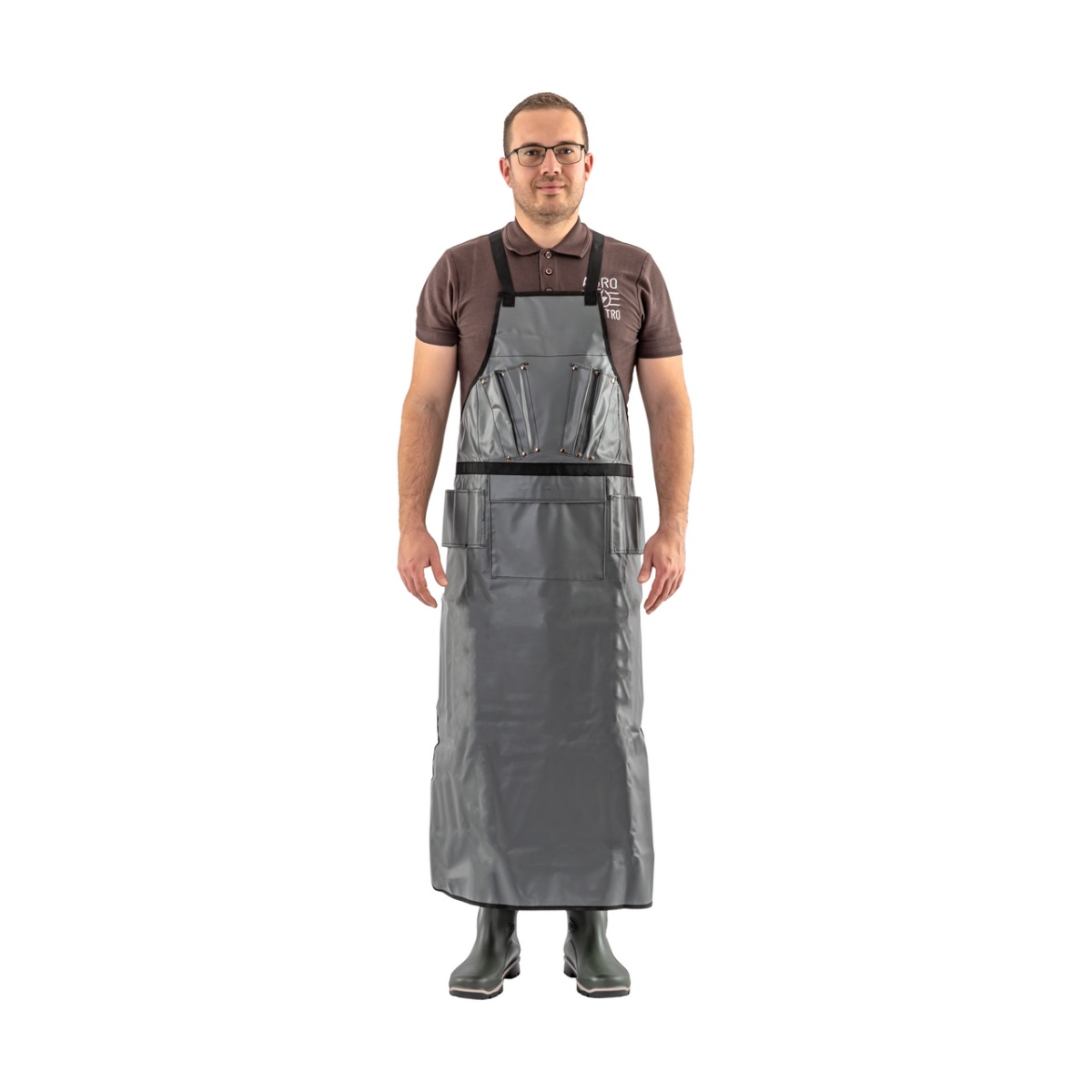 Körmöző és nyíró kötény, lábkivágás nélkül, 123 × 73 cm