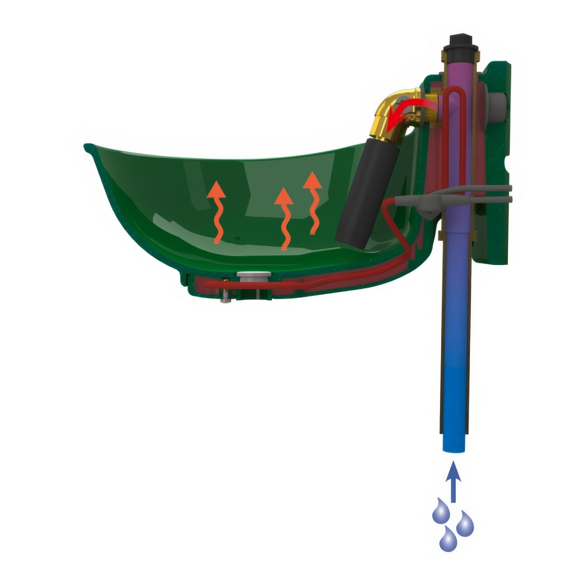 Fagyálló itató hengeres szeleppel és fűtőkábellel, 2,8 literes