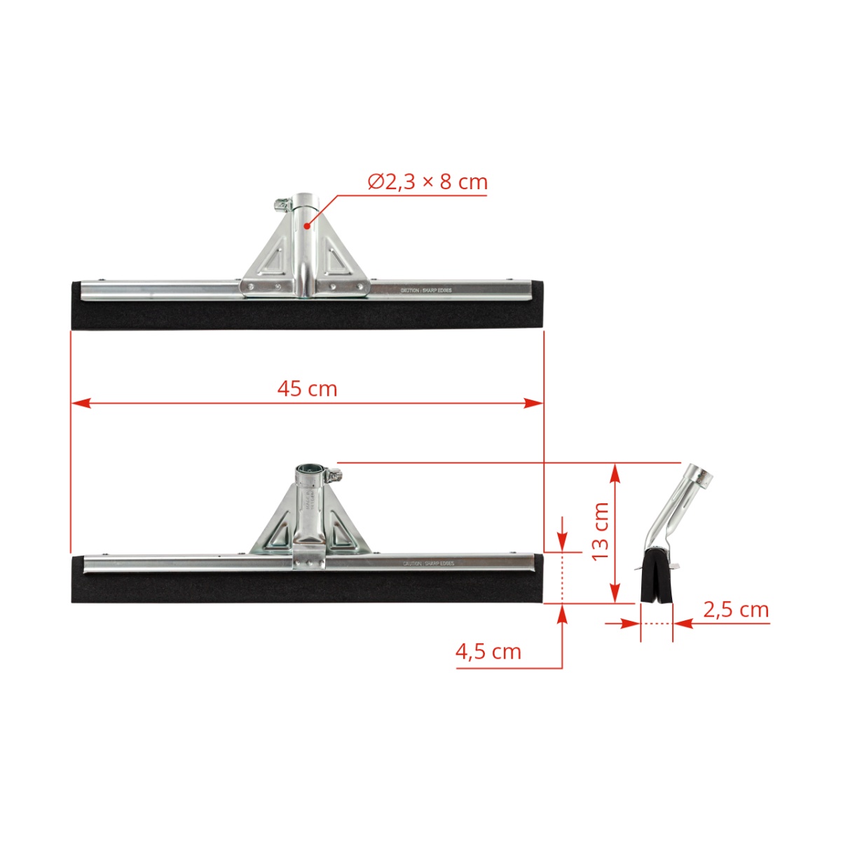 Horganyzott fém vízlehúzó, 45 cm