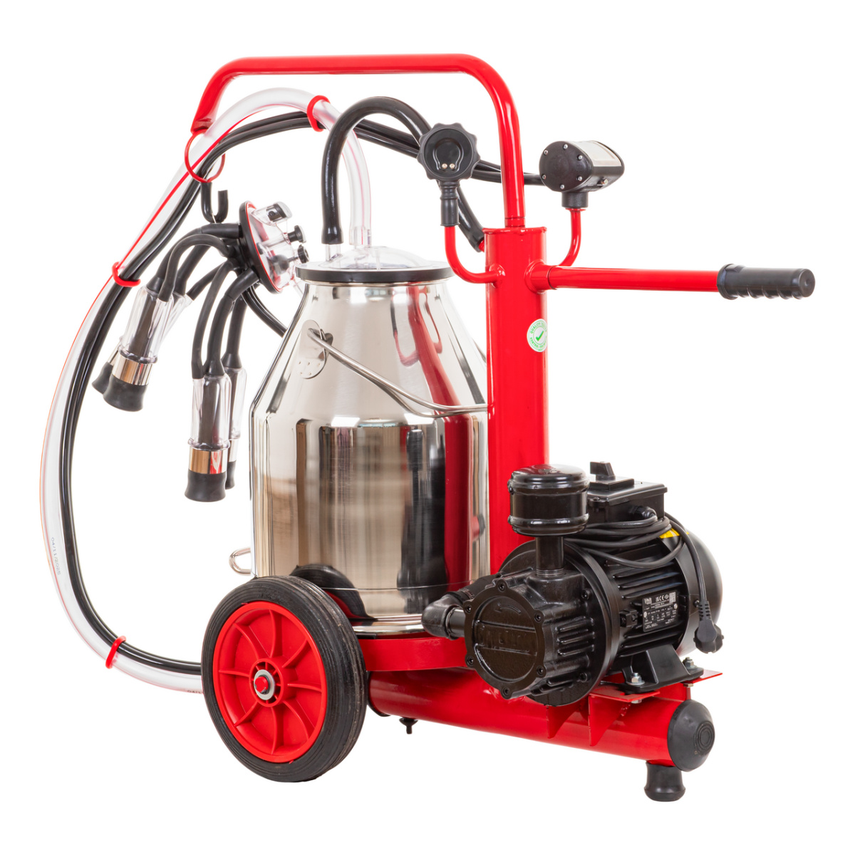 Fejőgép teheneknek, száraz vákuumpumpával, 1 inox 25 literes sajtárral, eco