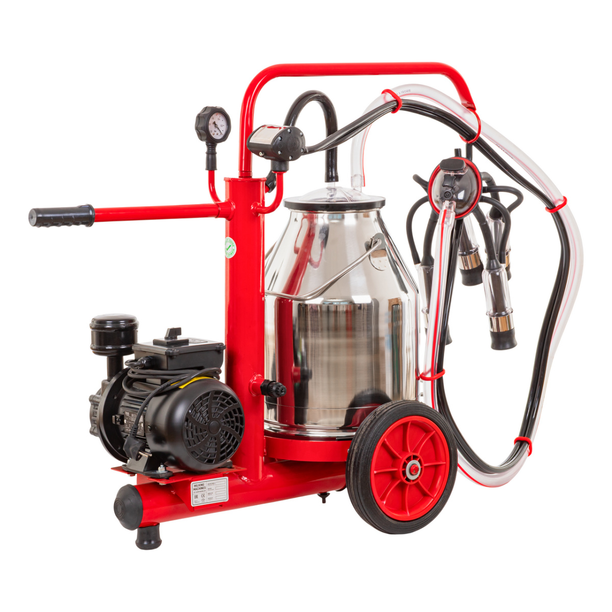 Fejőgép teheneknek, száraz vákuumpumpával, 1 inox 25 literes sajtárral, eco
