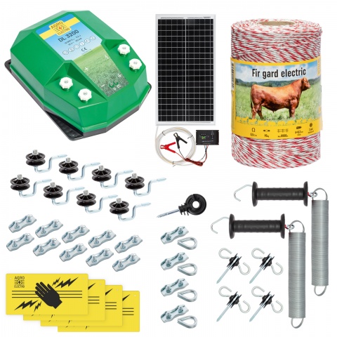 cd-32-500-s - Teljes villanypásztor csomag háziállatoknak, 500 m, 3,2 Joule, napelemes rendszerrel - 83 100 Ft