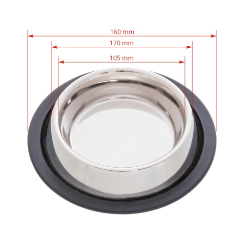 Inox etetőtál macskáknak, Ø12 cm, 200 ml