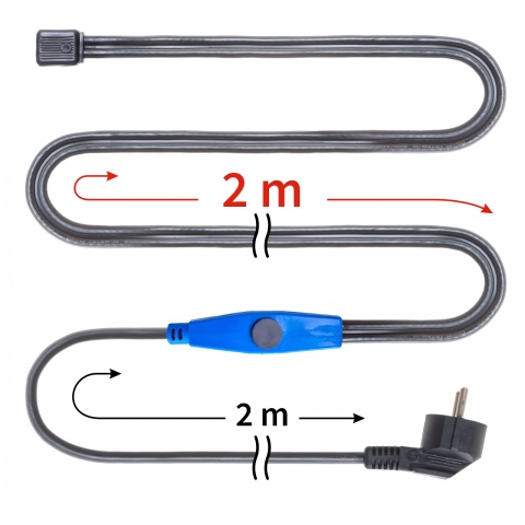 Fűtőkábel termosztáttal, 2 m