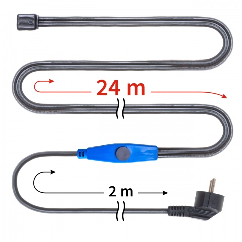 Fűtőkábel termosztáttal, 24 m