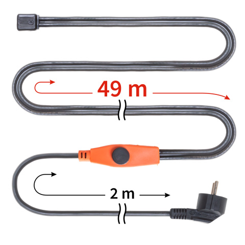Fűtőkábel termosztáttal, 49 m