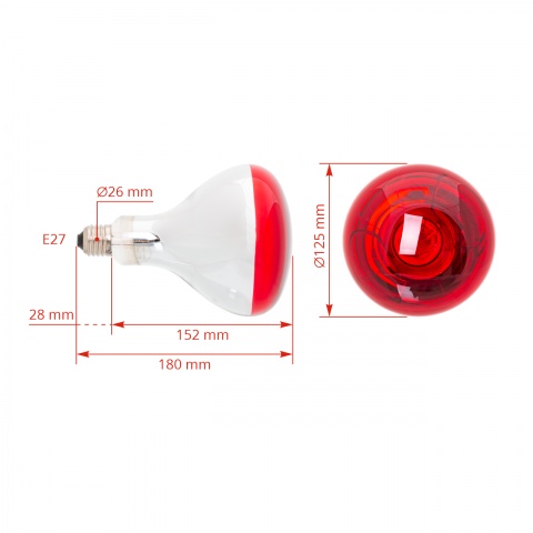 Infravörös hősugárzó izzó, 150 W, deLux