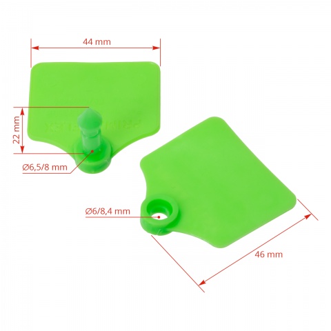 Füljelző (krotália) juhoknak, Prima-Flex, zöld, 4,4 × 4,6 cm, 25 pár