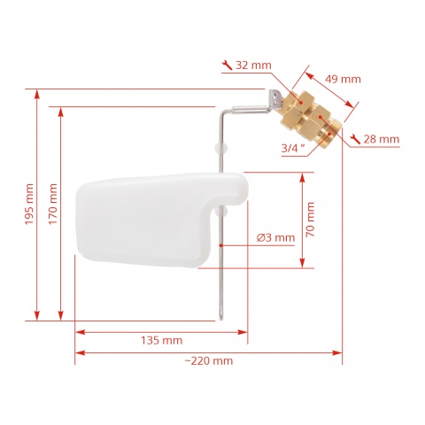 Tartalék szelep úszókával, fagyálló itatókhoz, 3/4"