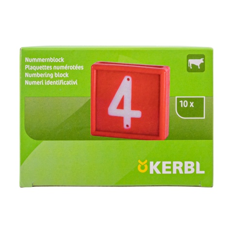 Állatjelölő számjegyek nyakpántra, 4-es szám, 10 db