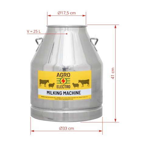 Inox sajtár fejőgéphez, 25 liter
