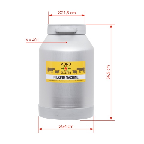 Alumínium sajtár fejőgéphez, 40 liter