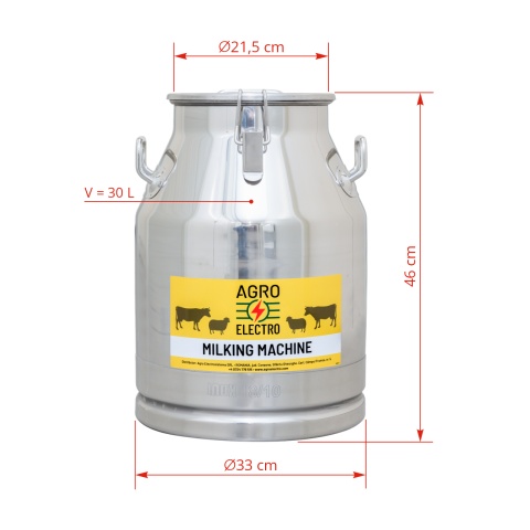 Inox tejhordó kondér, csatos fedéllel, 30 liter