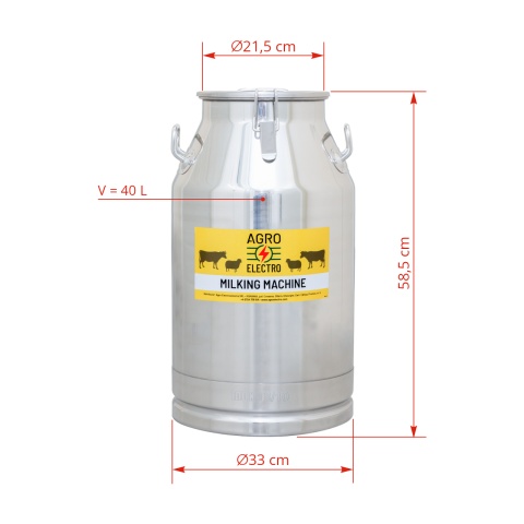 Inox tejhordó kondér, csatos fedéllel, 40 liter