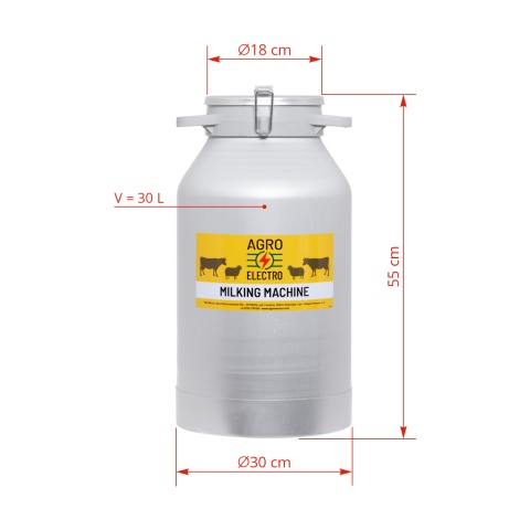 Alumínium tejhordó kondér, csatos fedéllel, 30 liter