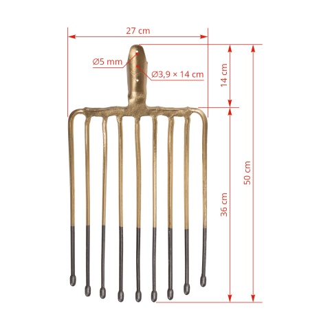 Krumpliszedő villa, 9 ágú, nyél nélkül, 27 × 36 cm