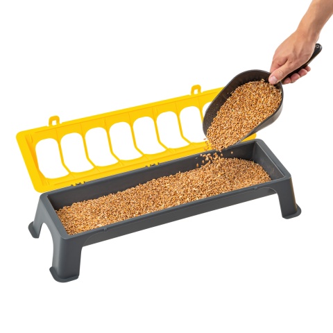 Etető baromfik számára, antracit-sárga műanyag, 50 cm