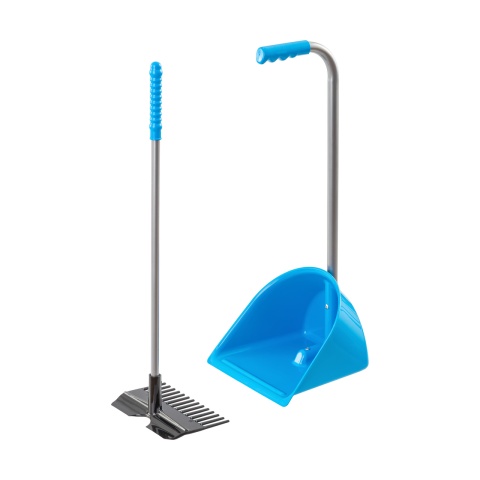 1817 - Mistboy Mini trágyalapát gereblyével, kék, 60 cm - 9340 Ft