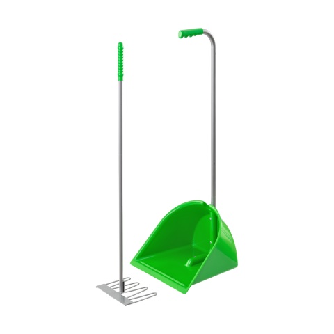 1453 - Mistboy trágyalapát gereblyével, zöld, 90 cm - 12450 Ft