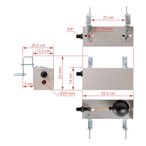 APEX 220P automata úszószelep rozsdamentes acélházban, 3/4"