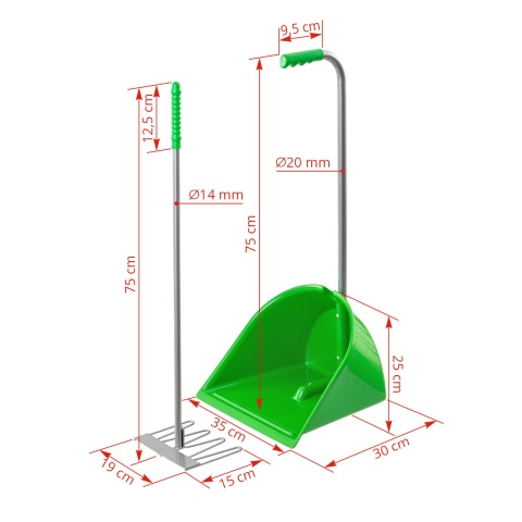 Mistboy trágyalapát gereblyével, zöld, 75 cm