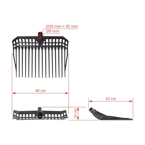 EcoFork trágyavilla, fekete, 40 × 33 cm