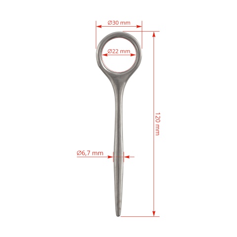Schnecker típusú tőgycsatorna-kés, 12 cm