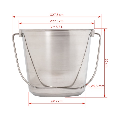 Rozsdamentes acél vödör, 5,7 literes