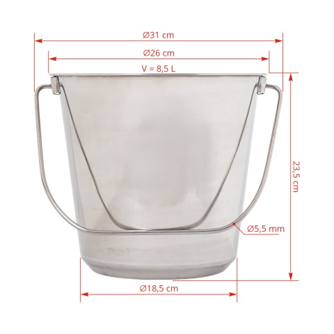 Rozsdamentes acél vödör, 8,5 literes