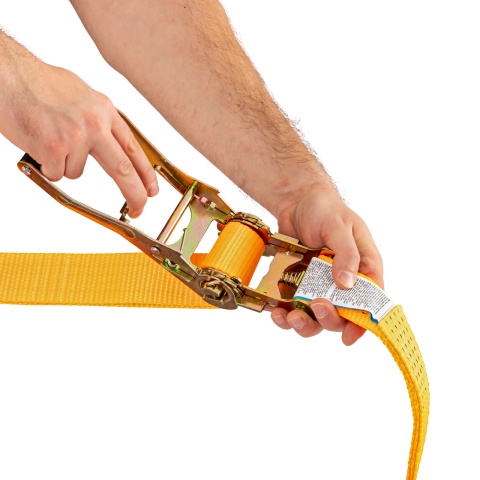 Racsnis rögzítőheveder, narancssárga, 4000 kg, 50 mm × 10 m