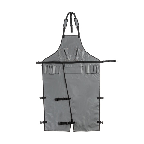 Körmöző és nyíró kötény, lábkivágással, 128 × 78 cm