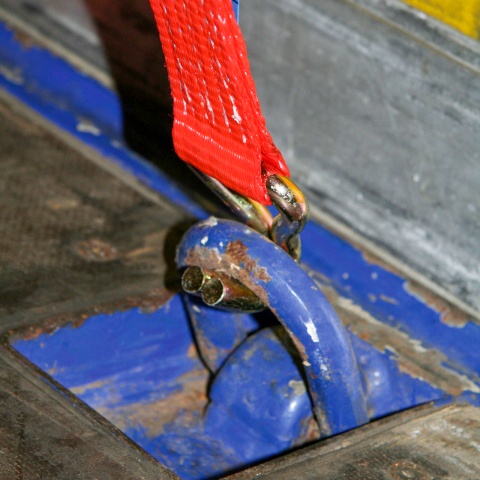 Racsnis rögzítőheveder, piros, 5000 kg, 50 mm × 10 m