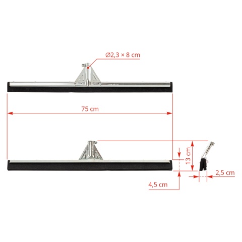 Horganyzott fém vízlehúzó, 75 cm