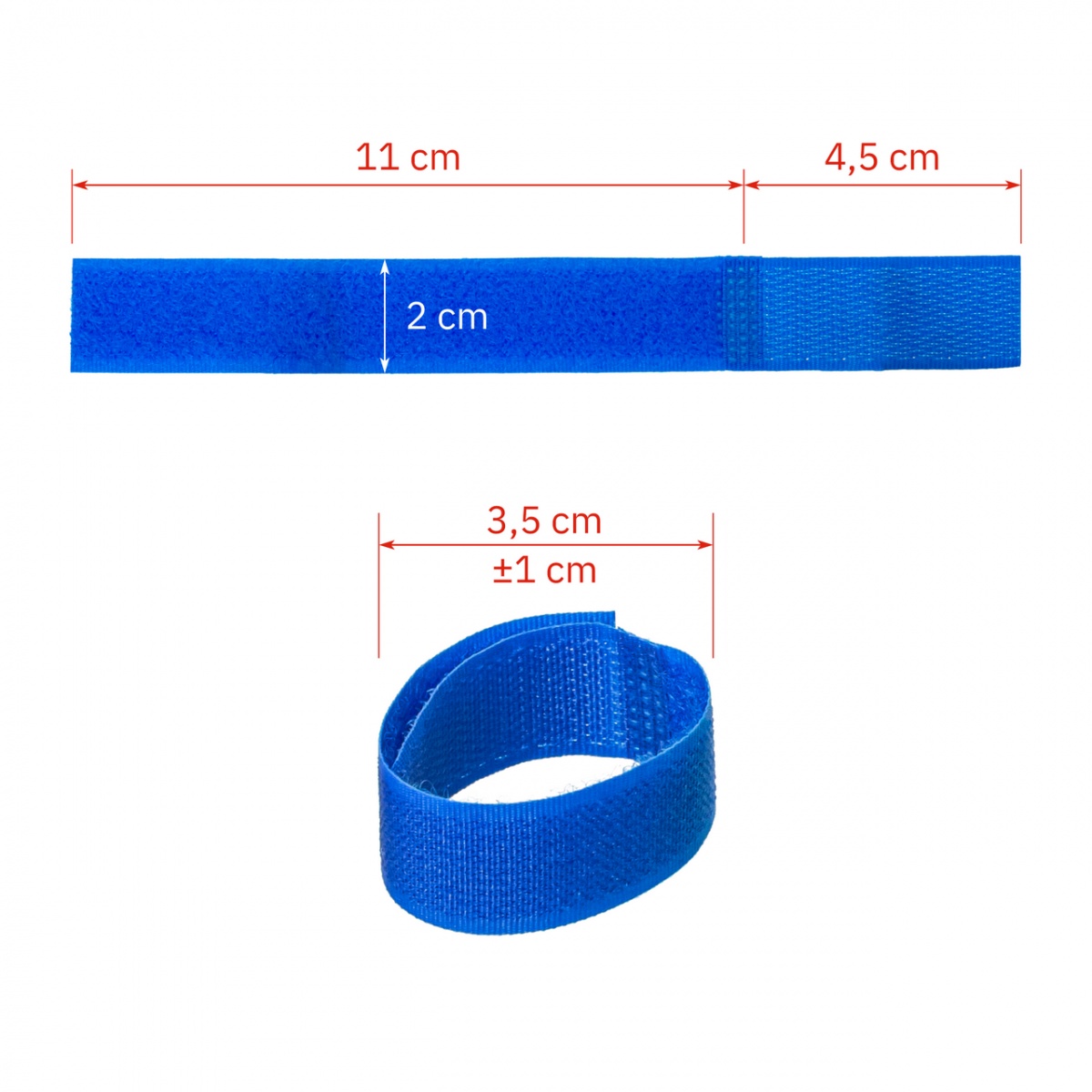 Tépőzáras bokaszalag juhoknak és kecskéknek, kék + piros, 150 × 20 mm