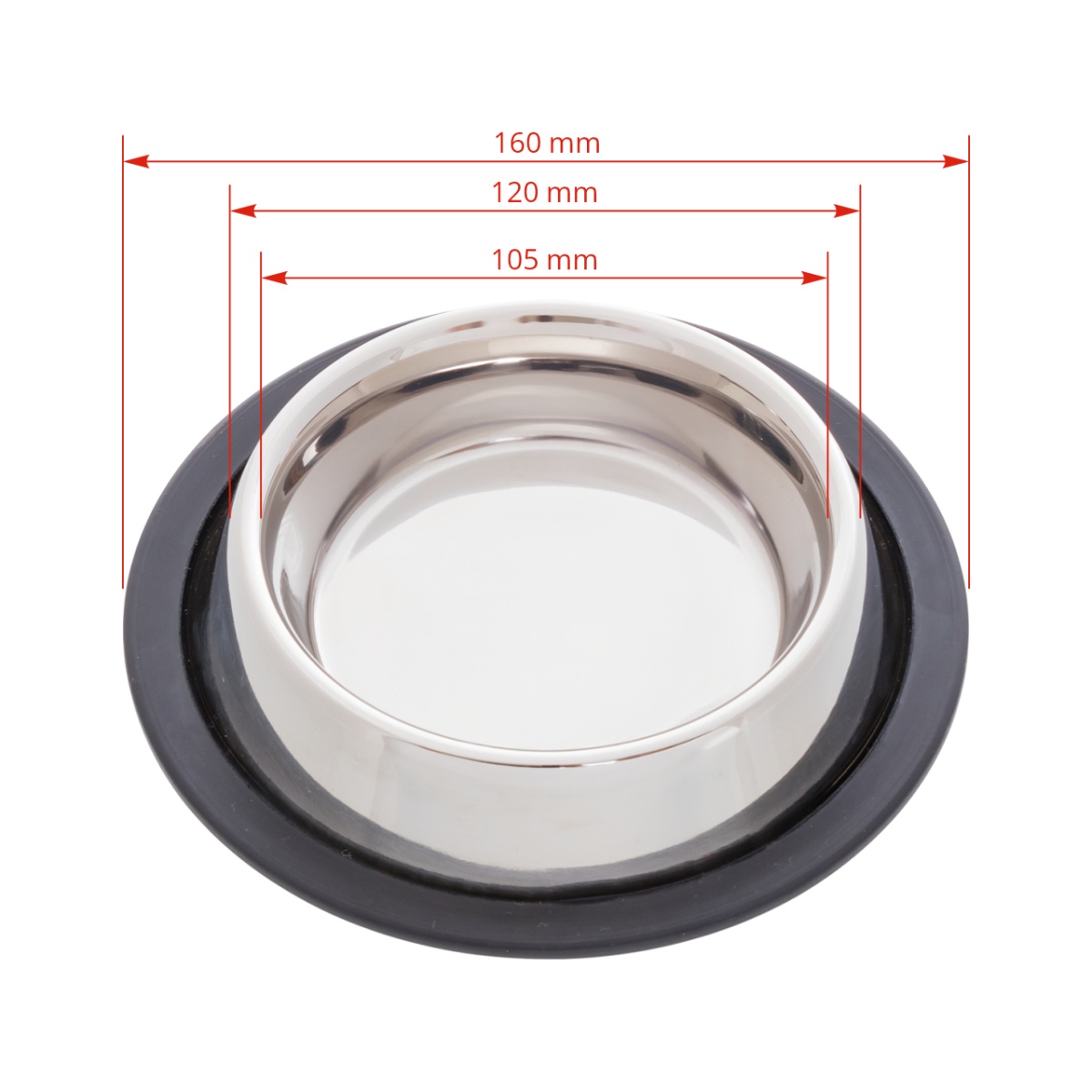 Inox etetőtál macskáknak, Ø12 cm, 200 ml