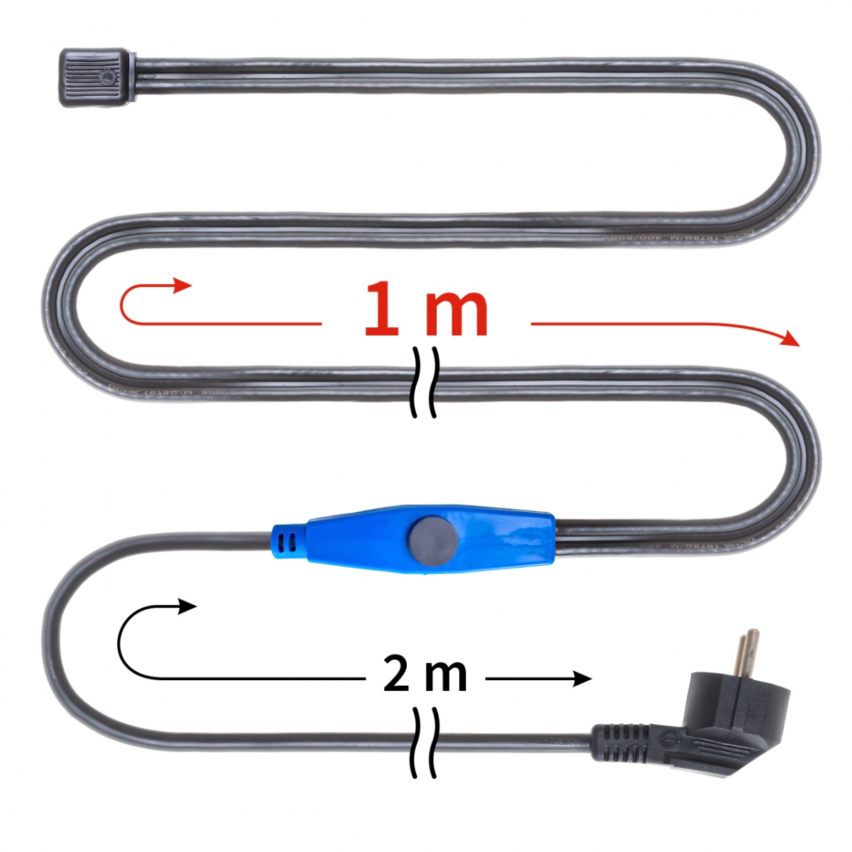 Fűtőkábel termosztáttal, 1 m