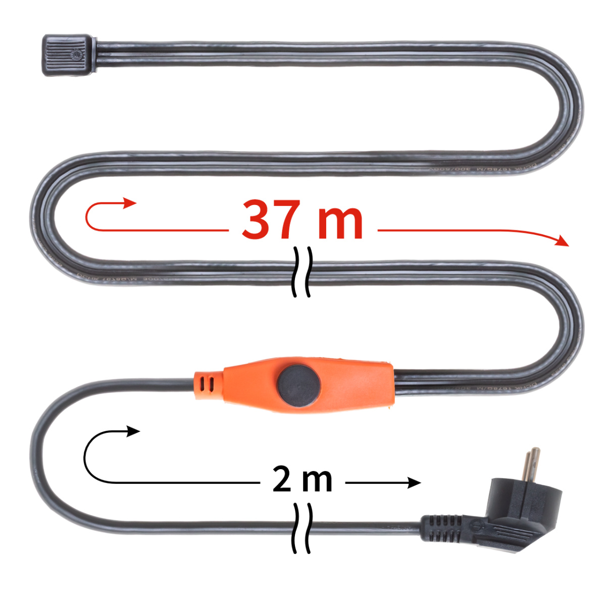 Fűtőkábel termosztáttal, 37 m