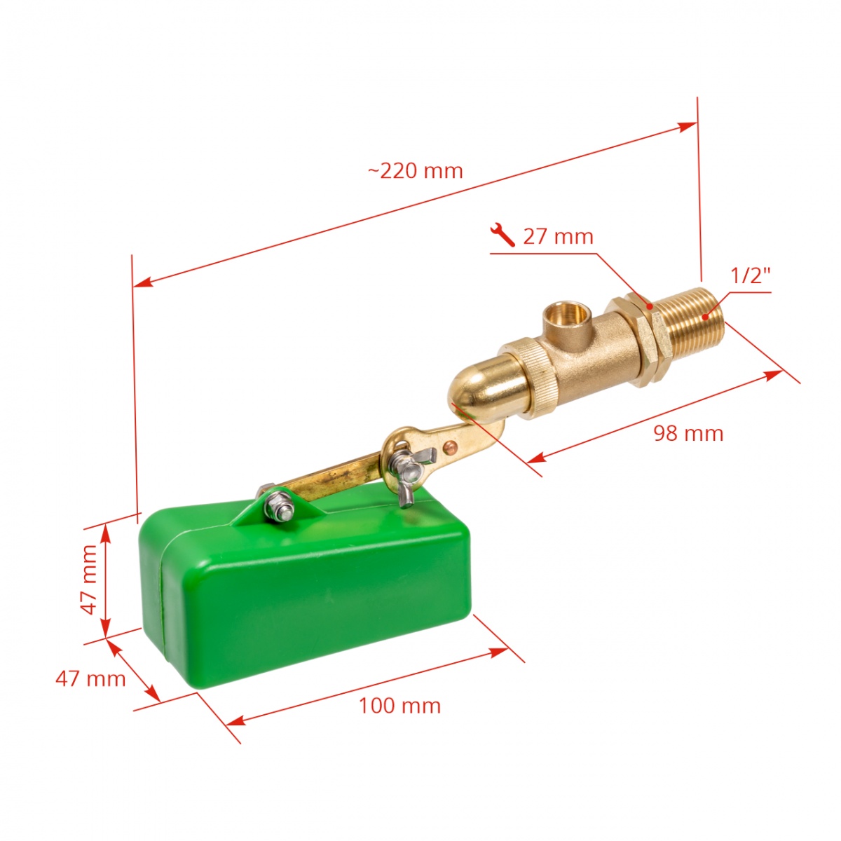 Úszós szelep önitatókhoz, 1/2"